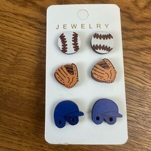 Baseball Themed Earrings Set